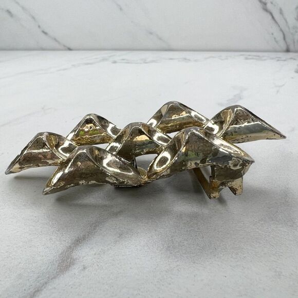 Vintage Gold Tone Abstract Open Back Belt Buckle - Picture 5 of 7